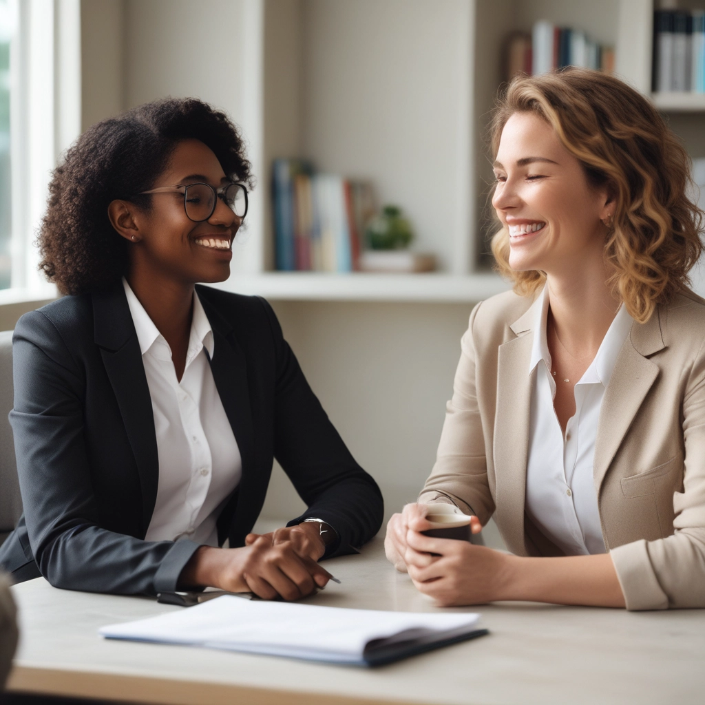 A woman wearing red boxing gloves is practicing punches with a coach holding a yellow and black focus mitt indoors. She appears focused and determined. The setting includes a gym-like environment with a dim background.